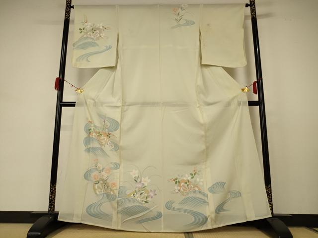 平和屋着物＊夏物 訪問着 絽 片輪車花文 正絹 逸品 AABF6841jd