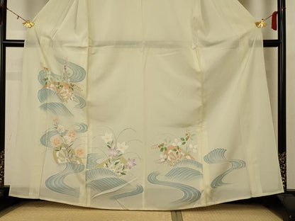 平和屋着物＊夏物 訪問着 絽 片輪車花文 正絹 逸品 AABF6841jd
