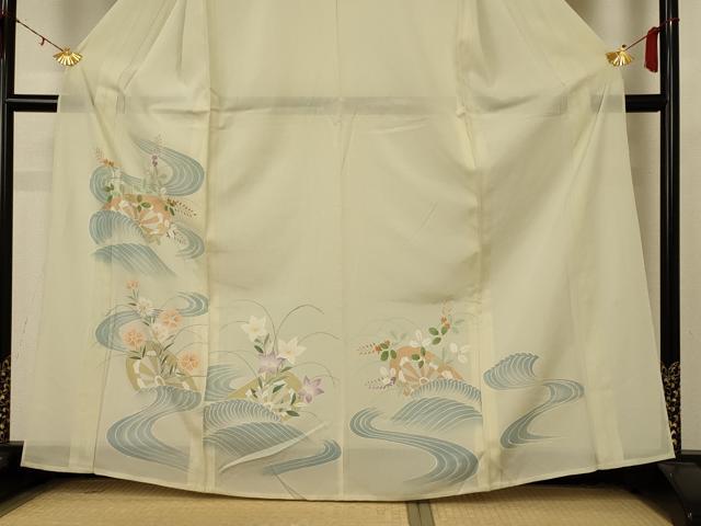 平和屋着物＊夏物 訪問着 絽 片輪車花文 正絹 逸品 AABF6841jd