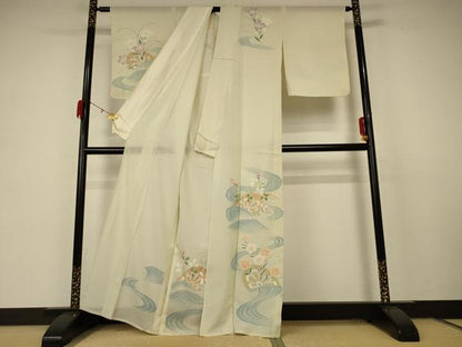 平和屋着物＊夏物 訪問着 絽 片輪車花文 正絹 逸品 AABF6841jd