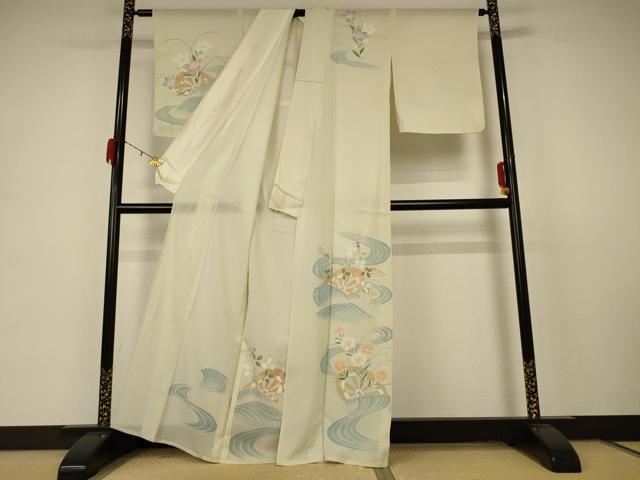 平和屋着物＊夏物 訪問着 絽 片輪車花文 正絹 逸品 AABF6841jd