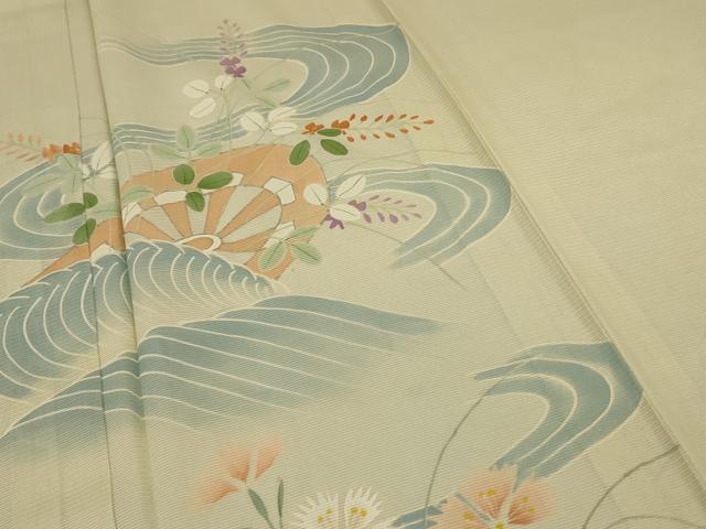 平和屋着物＊夏物 訪問着 絽 片輪車花文 正絹 逸品 AABF6841jd