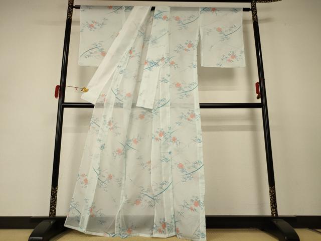 平和屋着物＊夏物 小紋 絽 楓文 洗える着物 AABD4678jd