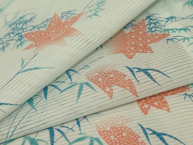 平和屋着物＊夏物 小紋 絽 楓文 洗える着物 AABD4678jd