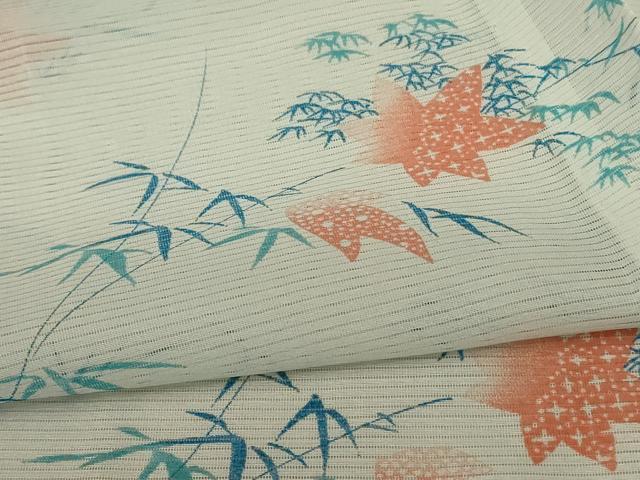 平和屋着物＊夏物 小紋 絽 楓文 洗える着物 AABD4678jd