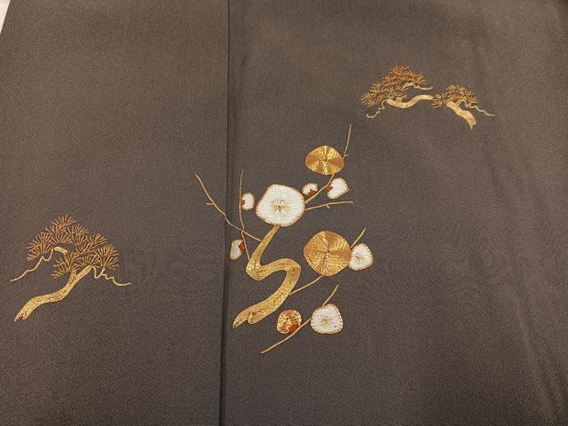 平和屋着物●訪問着　駒刺繍　梅松文　金糸　正絹　逸品　AABD4735ph