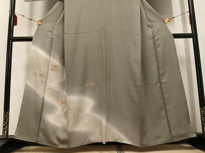 平和屋着物●訪問着　刺繍　草花文　暈し染め　金銀彩　正絹　逸品　AABD4737ph