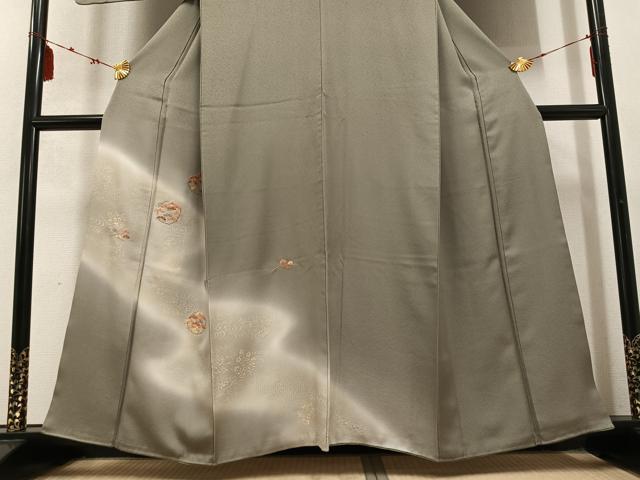平和屋着物●訪問着　刺繍　草花文　暈し染め　金銀彩　正絹　逸品　AABD4737ph