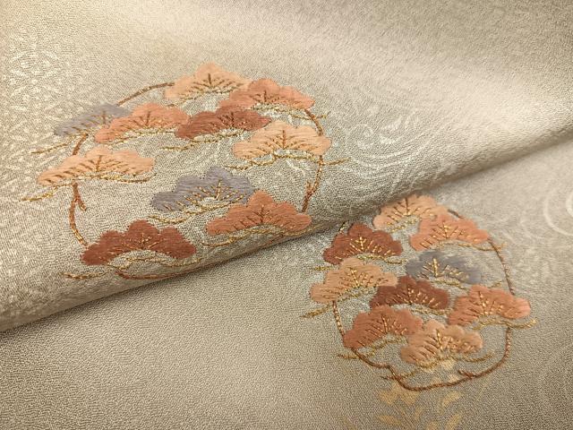 平和屋着物●訪問着　刺繍　草花文　暈し染め　金銀彩　正絹　逸品　AABD4737ph
