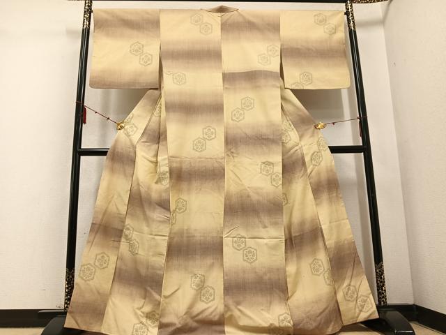 平和屋着物●上質な紬　亀甲花文　正絹　逸品　AABD4738ph