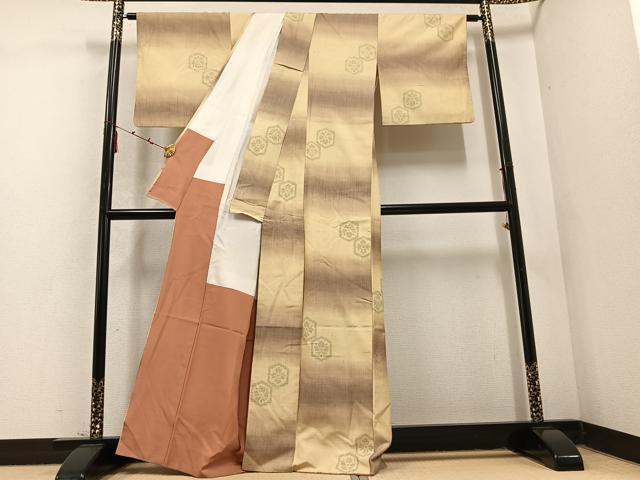 平和屋着物●上質な紬　亀甲花文　正絹　逸品　AABD4738ph