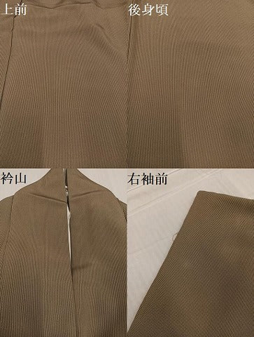 平和屋着物●江戸小紋　万筋　媚茶色×白橡色　正絹　逸品　AABD4743ph