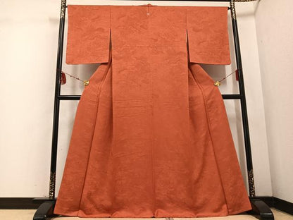 平和屋着物●上質な色無地 草花地紋 紅樺色 正絹 逸品 未使用 AABD4748ph