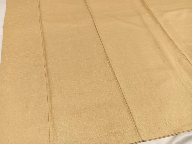 平和屋着物●上質な色無地　草花地紋　飴色　正絹　逸品　AABD4752ph