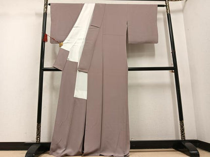 平和屋着物●上質な色無地 鳩羽鼠色 正絹 逸品 AABD4757ph
