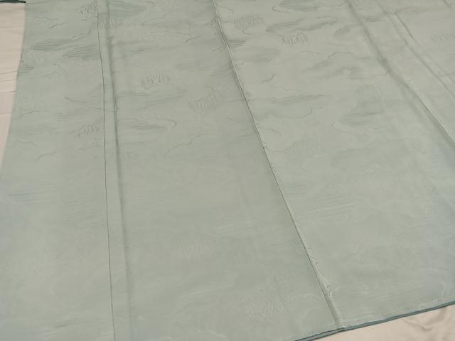 平和屋着物●上質な色無地 雲重ね草花地紋 青磁鼠色 正絹 逸品 AABD4759ph