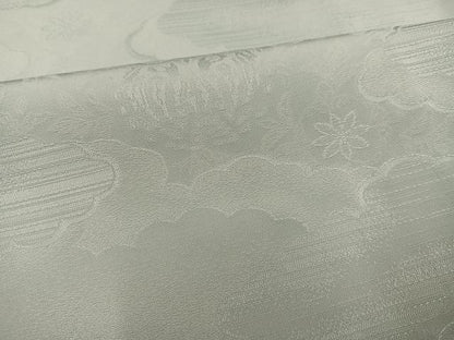 平和屋着物●上質な色無地 雲重ね草花地紋 青磁鼠色 正絹 逸品 AABD4759ph