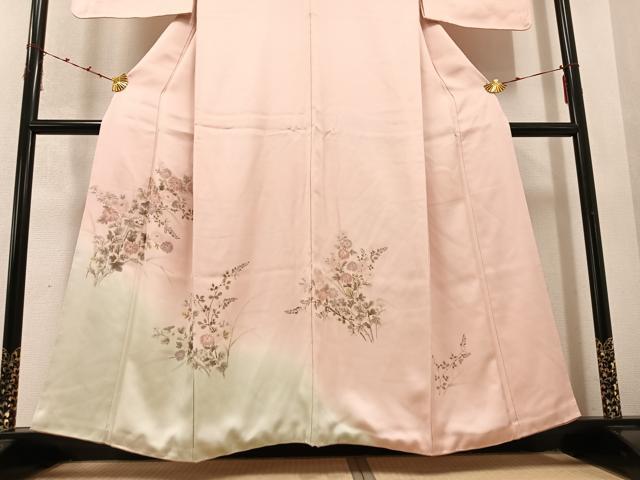 平和屋着物●訪問着　草花文　暈し染め　正絹　逸品　AABD4765ph