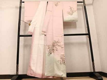 平和屋着物●訪問着　草花文　暈し染め　正絹　逸品　AABD4765ph