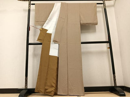 平和屋着物●上質な小紋 縞 正絹 逸品 未使用 AABD4766ph