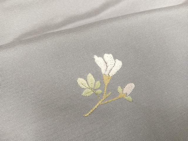 平和屋着物○訪問着 紬地 刺繍 枝花文 正絹 逸品 AABD4773ph