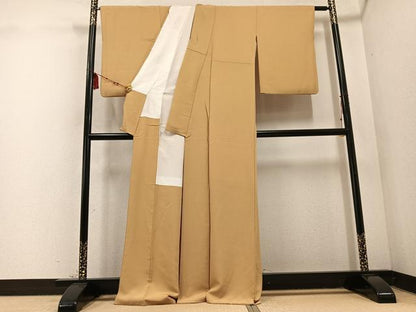 平和屋着物●上質な色無地　飴色　正絹　逸品　AABD4775ph