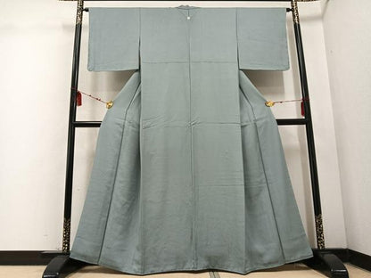 平和屋着物●上質な色無地 青白橡色 正絹 逸品 AABD4778ph