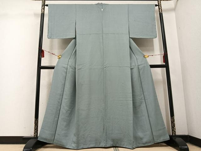 平和屋着物●上質な色無地 青白橡色 正絹 逸品 AABD4778ph