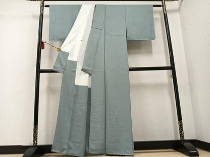 平和屋着物●上質な色無地 青白橡色 正絹 逸品 AABD4778ph
