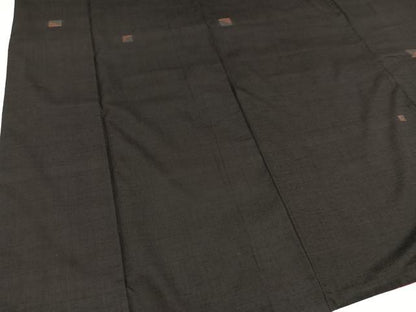 平和屋着物●上質な紬 色紙文 黒地 正絹 逸品 AABD4779ph