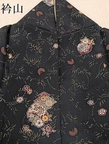 平和屋着物●上質な小紋 型染め 雪輪草花文 正絹 逸品 AABD4780ph