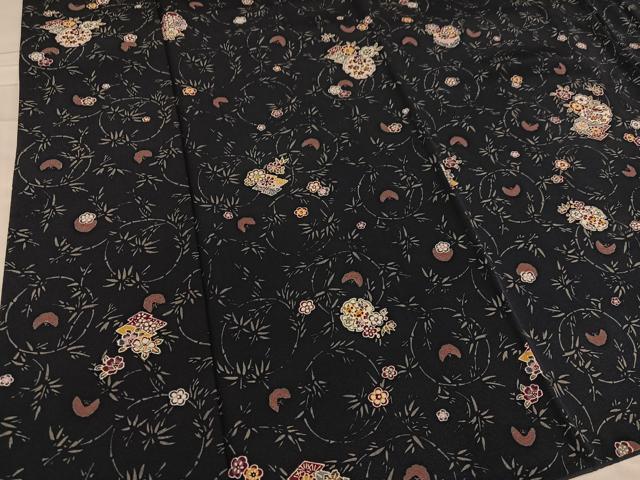 平和屋着物●上質な小紋 型染め 雪輪草花文 正絹 逸品 AABD4780ph