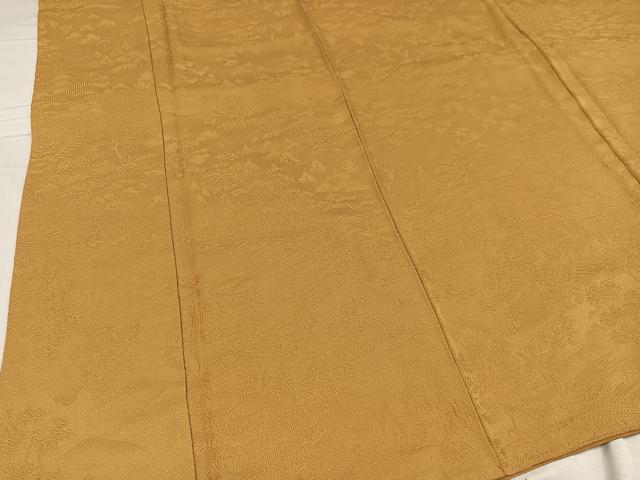 平和屋着物●上質な色無地 風景樹林地紋 飴色 正絹 逸品 AABD4785ph