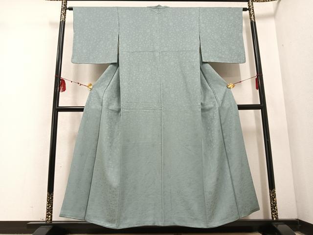 平和屋着物●上質な色無地　花唐草地紋　湊鼠色　正絹　逸品　AABD4786ph
