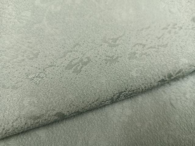平和屋着物●上質な色無地　花唐草地紋　湊鼠色　正絹　逸品　AABD4786ph