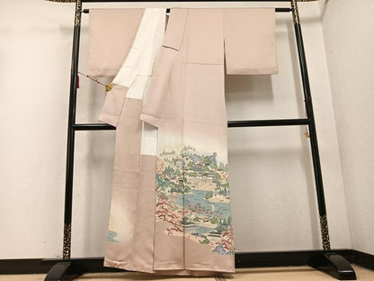平和屋着物●豪華色留袖　友禅　浜松風景文　暈し染め　正絹　逸品　AABD4791ph
