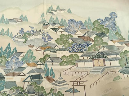 平和屋着物●豪華色留袖　友禅　浜松風景文　暈し染め　正絹　逸品　AABD4791ph