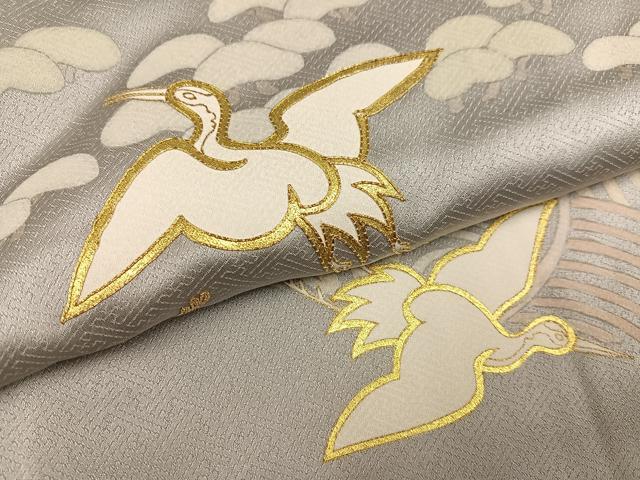 平和屋着物●豪華色留袖　駒刺繍　群れ鶴　金彩　正絹　逸品　AABD4792ph