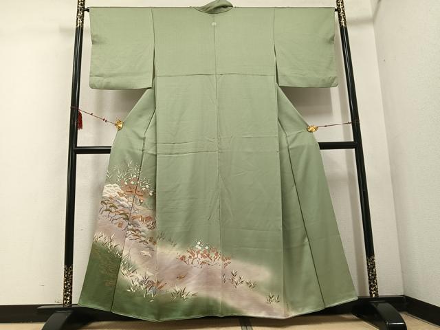 平和屋着物●豪華色留袖 松竹梅群れ鶴風景文 暈し染め 金彩 正絹 逸品 AABD4793ph