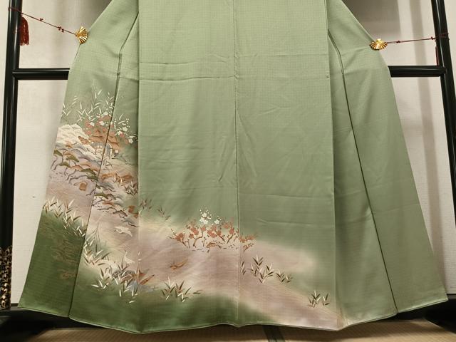 平和屋着物●豪華色留袖 松竹梅群れ鶴風景文 暈し染め 金彩 正絹 逸品 AABD4793ph