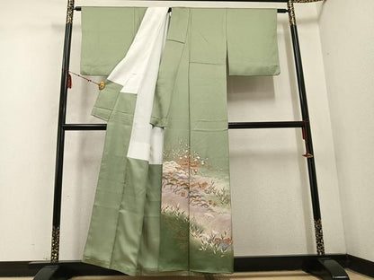 平和屋着物●豪華色留袖 松竹梅群れ鶴風景文 暈し染め 金彩 正絹 逸品 AABD4793ph