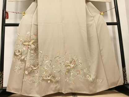 平和屋着物●豪華色留袖　駒刺繍　花鳥更紗　暈し染め　金彩　正絹　逸品　AABD4794ph