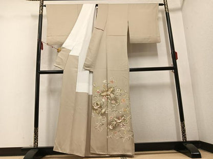 平和屋着物●豪華色留袖　駒刺繍　花鳥更紗　暈し染め　金彩　正絹　逸品　AABD4794ph