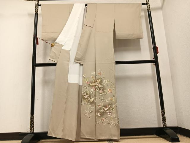平和屋着物●豪華色留袖　駒刺繍　花鳥更紗　暈し染め　金彩　正絹　逸品　AABD4794ph