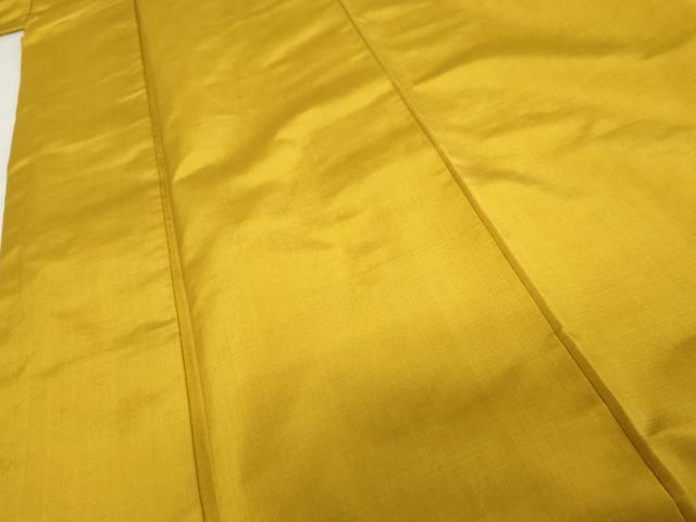 平和屋着物●本場黄八丈　平織　紬　色無地　金色　正絹　逸品　AABD4938cs