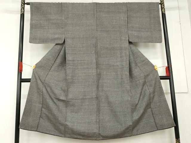 平和屋着物●男性　紬　幾何学文様　黒地　正絹　逸品　AABD4943cs