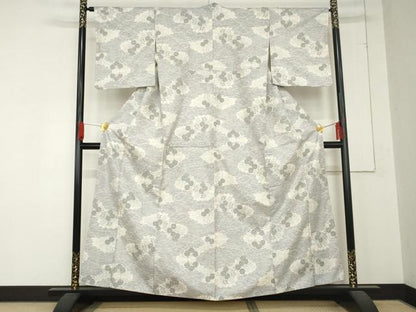 平和屋着物●本場大島紬 城大島カタス7マルキ 雲重ね花文 正絹 逸品 AABD4950cs