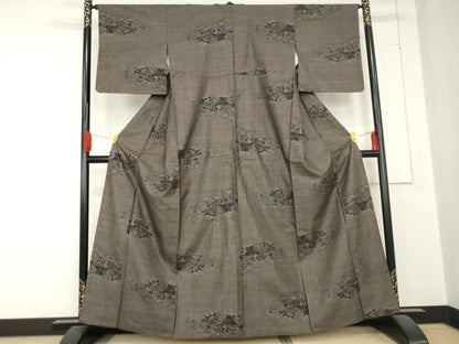 平和屋着物●本場大島紬　泥染め　カタス7マルキ　風景文　正絹　逸品　AABD4951cs