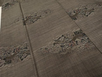 平和屋着物●本場大島紬　泥染め　カタス7マルキ　風景文　正絹　逸品　AABD4951cs