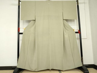 平和屋着物●上質な色無地　山葵色　正絹　逸品　AABD4965cs